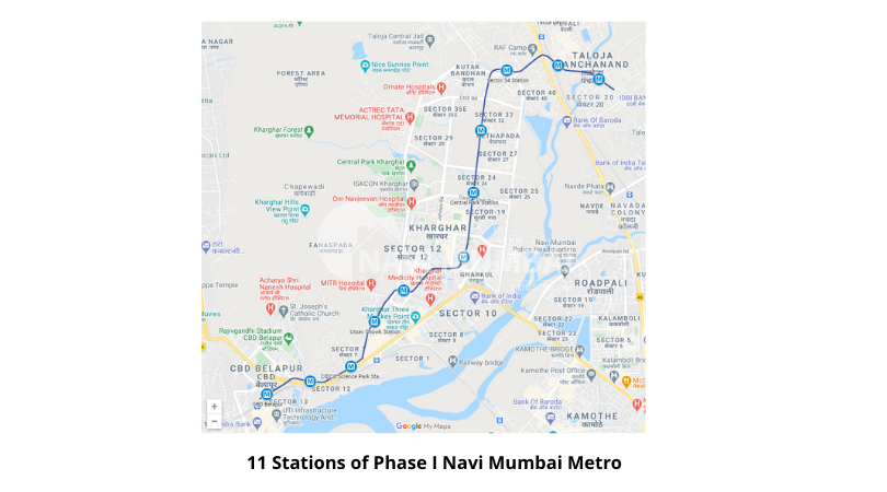 11 Metro Stations of Navi Mumbai Metro Line 