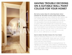 A guide to selecting the right wall colours for each area in your home.