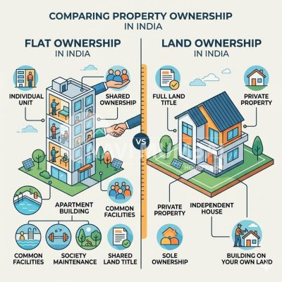 flat vs land ownership difference India