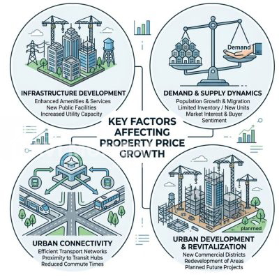 property growth factors real estate infographic
