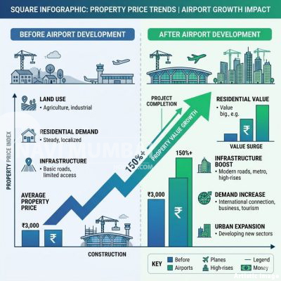 property price comparison before after airport development