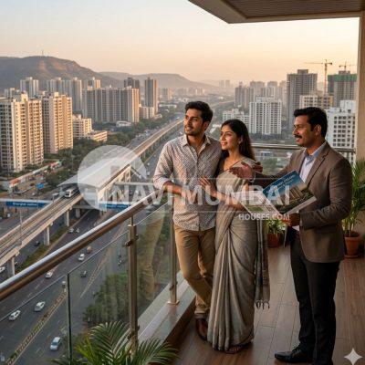 First-time homebuyers visiting a modern apartment project in Navi Mumbai in 2026