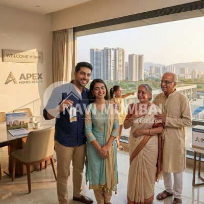 Happy family after buying first flat in Navi Mumbai