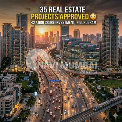 Luxury Gurugram skyline with high-rise real estate projects and ₹27,000 crore investment growth in 2026.