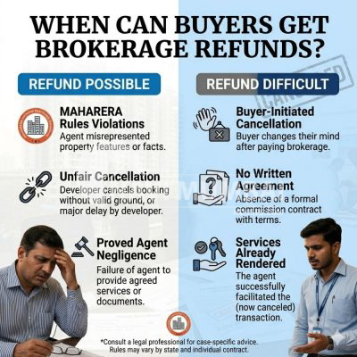 MahaRERA brokerage refund rules after flat booking cancellation
