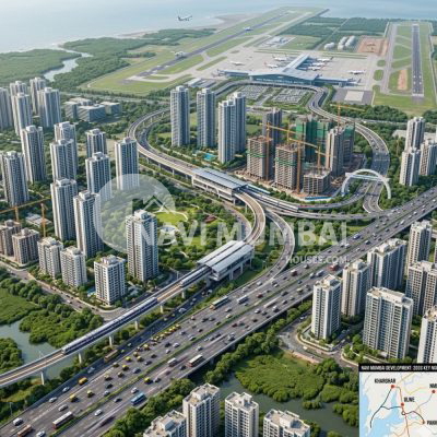 Modern residential and infrastructure growth in Navi Mumbai including Kharghar, Ulwe, and Panvel