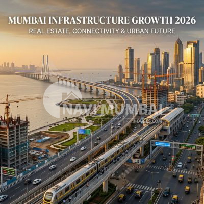 Mumbai infrastructure growth 2026 skyline with metro, coastal road and modern skyscrapers