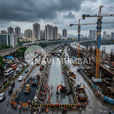 Navi Mumbai infrastructure projects and drain desilting work before monsoon season