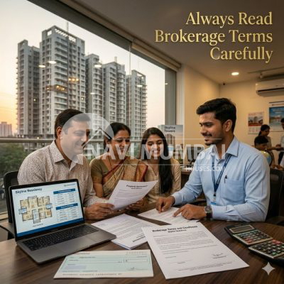 family discussing brokerage and property documents with real estate agent