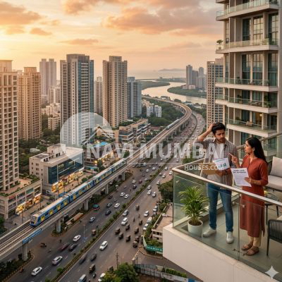Young couple deciding between renting and buying a home in Navi Mumbai in 2026