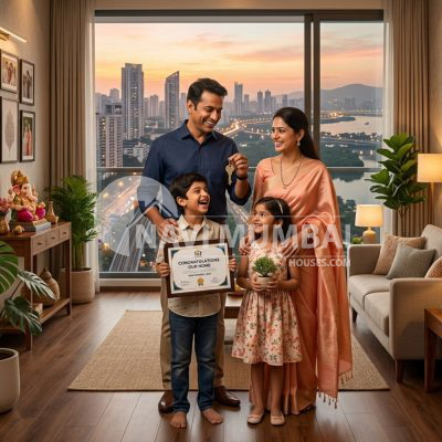 Indian family achieving home ownership and financial security in Navi Mumbai property market