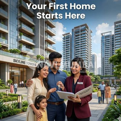 Family receiving keys after buying a resale flat in Navi Mumbai