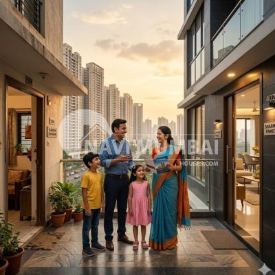 Family upgrading from a 1BHK to a 2BHK home in Navi Mumbai