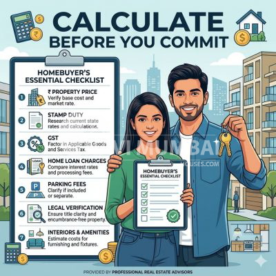 First-time buyer checklist for calculating the total cost of buying a flat in Navi Mumbai before making a property purchase.