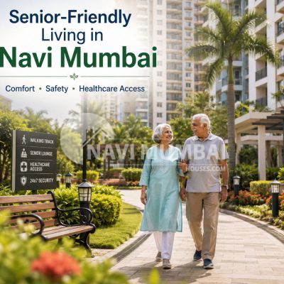 Senior citizens enjoying a comfortable lifestyle in a modern residential community in Navi Mumbai.