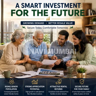 Senior couple evaluating property investment opportunities in Navi Mumbai.