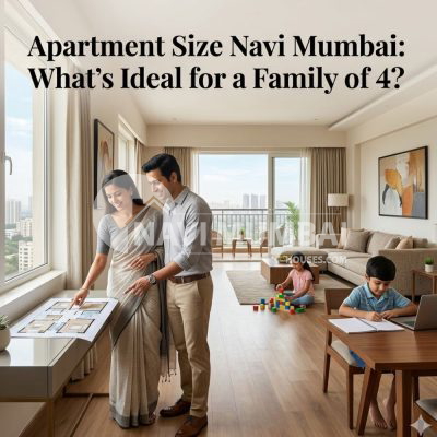 Family of four evaluating the ideal apartment size in Navi Mumbai for comfortable living