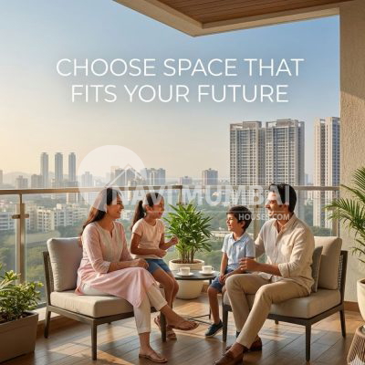 Family of four evaluating the ideal apartment size in Navi Mumbai for comfortable living