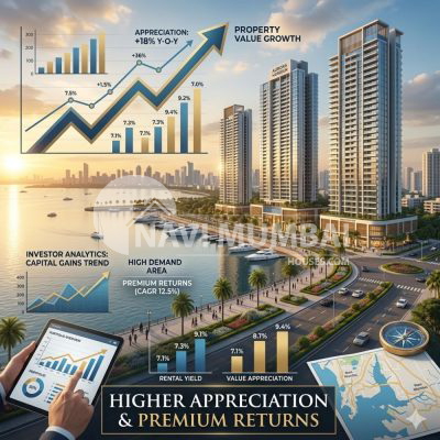 Waterfront Properties Navi Mumbai with luxury sea-facing apartments and skyline view