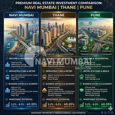Navi Mumbai vs Thane vs Pune investment comparison for ₹75 lakh property buyers in 2026