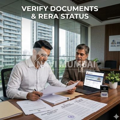 First-time homebuyer evaluating a builder track record before booking a property in Navi Mumbai