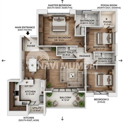 Vastu-friendly apartment layout for home buyers in Navi Mumbai