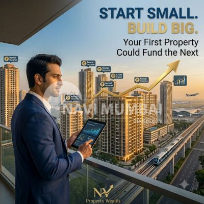 Property portfolio growth in Navi Mumbai showing multiple residential buildings, rental income opportunities, capital appreciation, and real estate investment expansion.