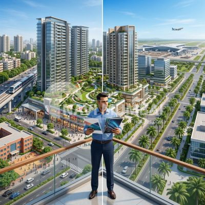 Comparing two residential projects in Navi Mumbai based on location, connectivity, and future growth