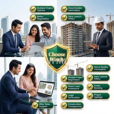Comparison between buying property through a real estate agent and directly from a builder.