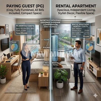 Cost comparison between PG and rental flat in Navi Mumbai