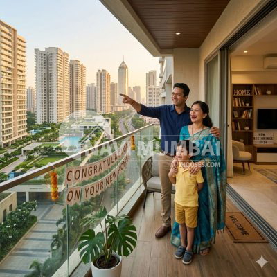 Family upgrading to a larger apartment through a joint home loan in Navi Mumbai.
