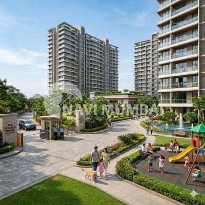 Good residential society in Navi Mumbai with landscaped gardens and modern apartment towers