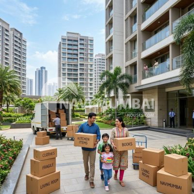 House Shifting in Navi Mumbai with family moving into a modern rental apartment