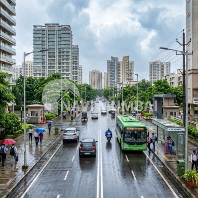 Navi Mumbai property inspection during monsoon showing drainage and infrastructure quality