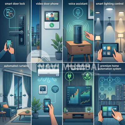 Popular smart home technologies available in new Navi Mumbai residential projects.