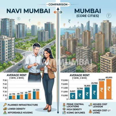 Rent comparison between Navi Mumbai and Mumbai apartments