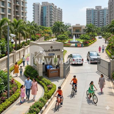 Secure gated community in Navi Mumbai with modern security systems and family-friendly environment