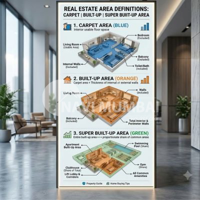 Super Built-Up Area showing apartment layout and common amenities
