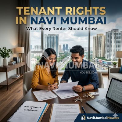 Tenant Rights Navi Mumbai renter reviewing rental agreement in apartment