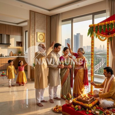 Family celebrating owning a home in Navi Mumbai