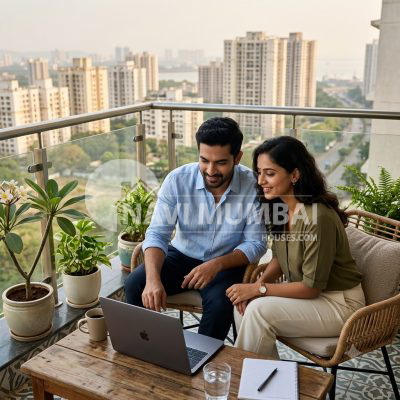 Young buyers comparing properties in Navi Mumbai